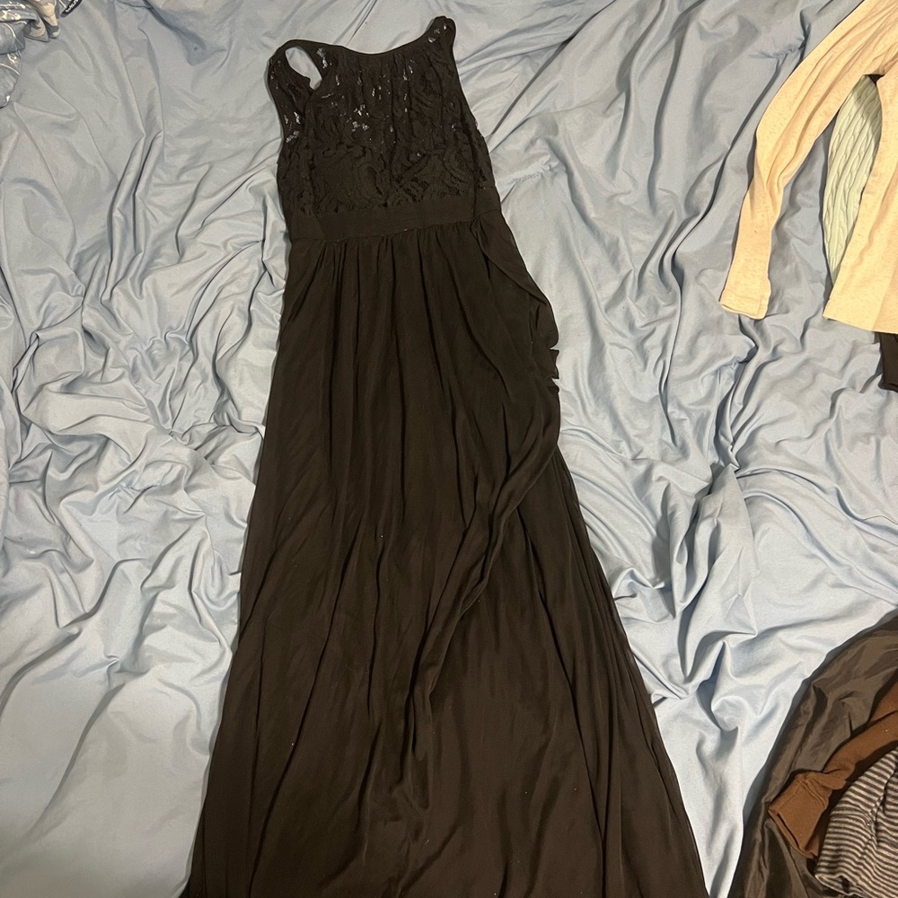 Adrianna Papell Black Halter Maxi Gown